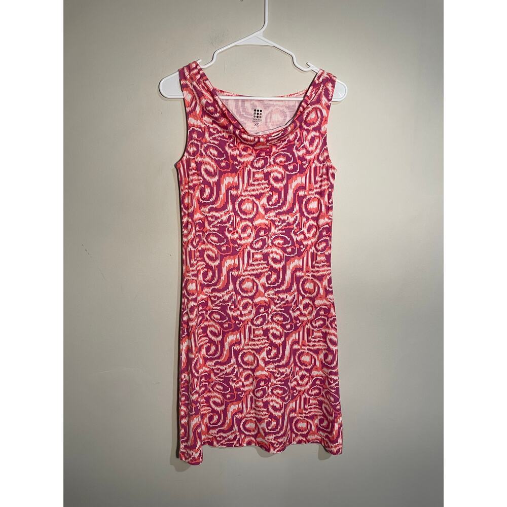 Title‎ Nine Breeze Cowl Neck Pink Geometric Print Athleisure Dress
